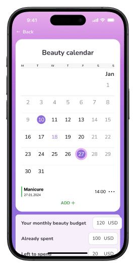 Mobile app: Calendar